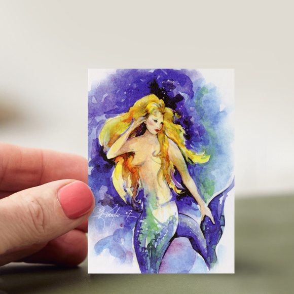 ACEO - Mermaid Print from original painting by Kathy Morton Stanion - Celeste - Picture 5 of 7